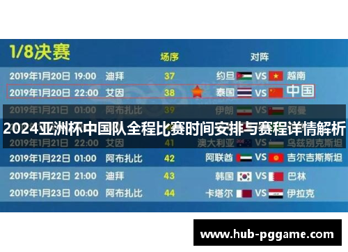 2024亚洲杯中国队全程比赛时间安排与赛程详情解析